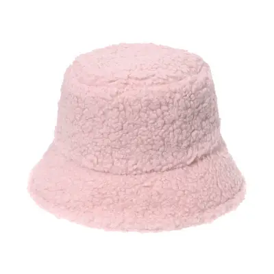 Casual Solid Color Plush Lambswool Bucket Hat Unisex