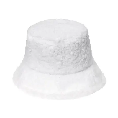 Casual Solid Color Plush Lambswool Bucket Hat Unisex