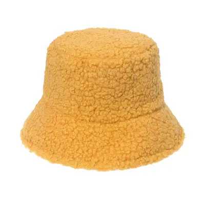 Casual Solid Color Plush Lambswool Bucket Hat Unisex