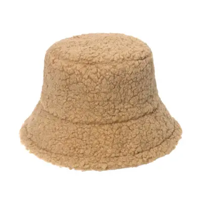 Casual Solid Color Plush Lambswool Bucket Hat Unisex