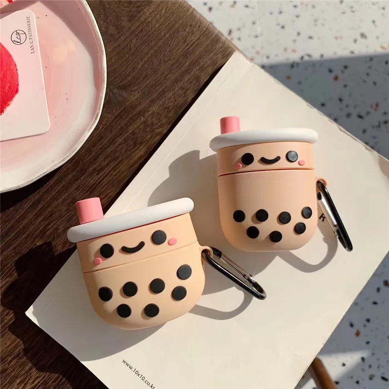 Cute Drink Pattern Design Silicone Clamshell AirPods Protective Case