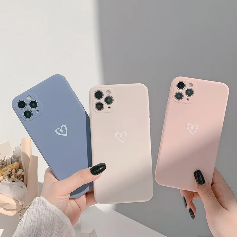 Heart Pattern Scrub TPU Back Cover Phone Case Simple