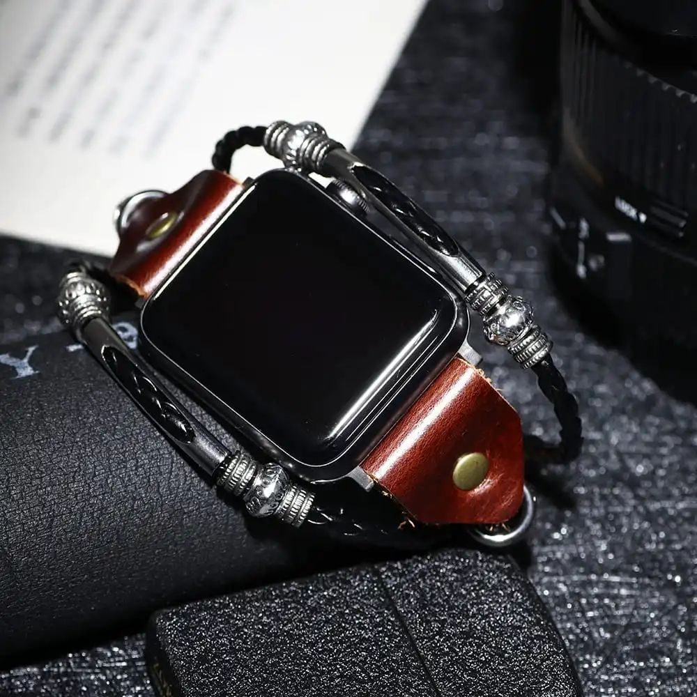 Apple Watch Fashion Multilayer Genuine Leather Alloy Watch Band