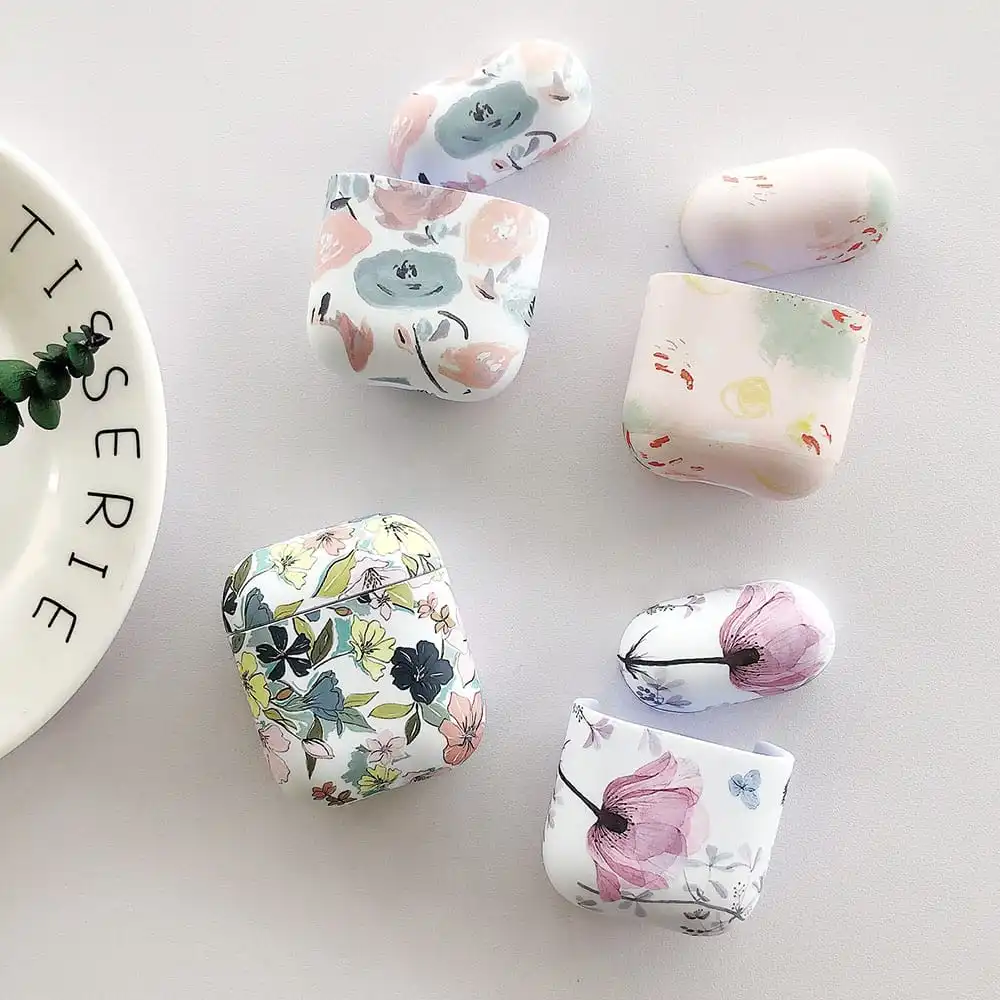 Fashion Flower Pattern Porcelain Clamshell AirPods Case