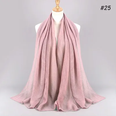 Women's Fashion Twill Pleated Hijab Scarf Retro Ethnic Style