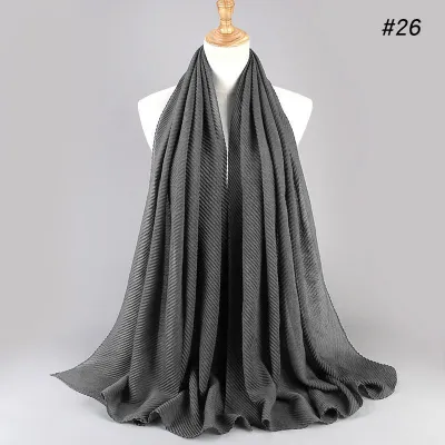 Women's Fashion Twill Pleated Hijab Scarf Retro Ethnic Style