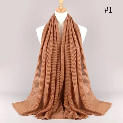 Women's Fashion Twill Pleated Hijab Scarf Retro Ethnic Style