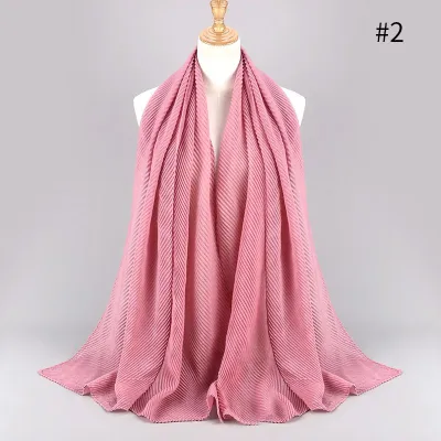 Women's Fashion Twill Pleated Hijab Scarf Retro Ethnic Style