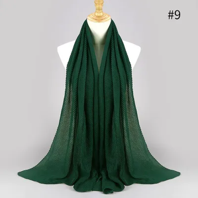 Women's Fashion Twill Pleated Hijab Scarf Retro Ethnic Style