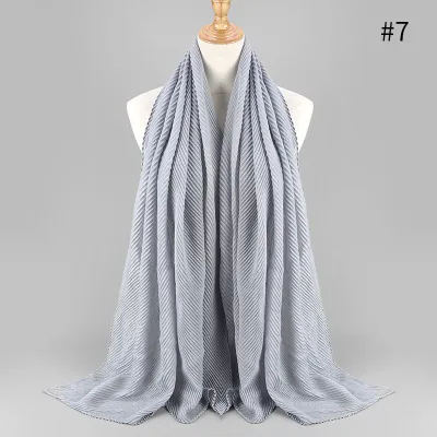 Women's Fashion Twill Pleated Hijab Scarf Retro Ethnic Style