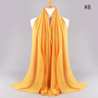 Women's Fashion Twill Pleated Hijab Scarf Retro Ethnic Style