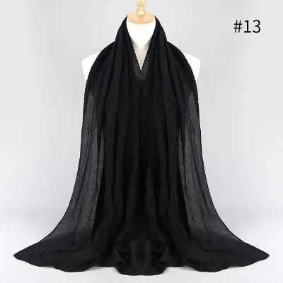 Women's Fashion Twill Pleated Hijab Scarf Retro Ethnic Style