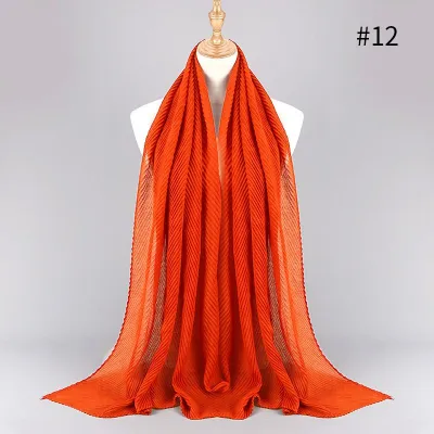 Women's Fashion Twill Pleated Hijab Scarf Retro Ethnic Style