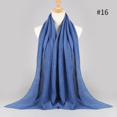 Women's Fashion Twill Pleated Hijab Scarf Retro Ethnic Style
