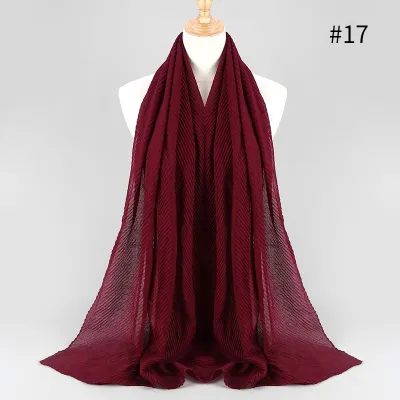 Women's Fashion Twill Pleated Hijab Scarf Retro Ethnic Style