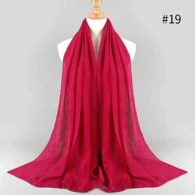 Women's Fashion Twill Pleated Hijab Scarf Retro Ethnic Style
