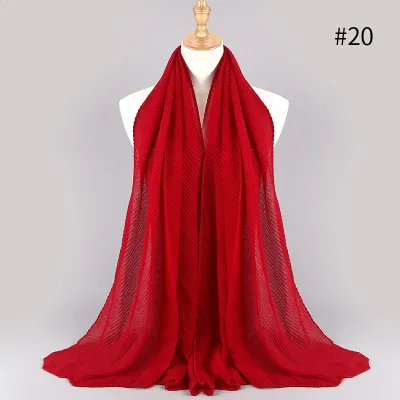 Women's Fashion Twill Pleated Hijab Scarf Retro Ethnic Style