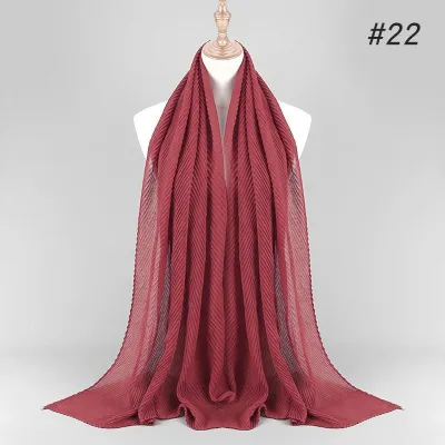 Women's Fashion Twill Pleated Hijab Scarf Retro Ethnic Style