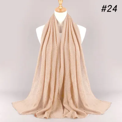Women's Fashion Twill Pleated Hijab Scarf Retro Ethnic Style