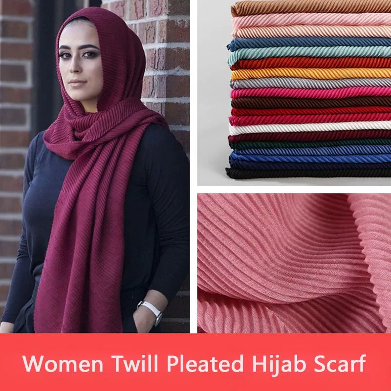 Women's Fashion Twill Pleated Hijab Scarf Retro Ethnic Style