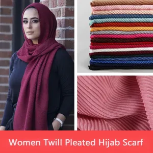Women's Fashion Twill Pleated Hijab Scarf Retro Ethnic Style