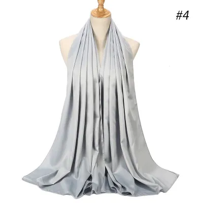 65*175cm Women Solid Imitation Silk Hijab Scarf
