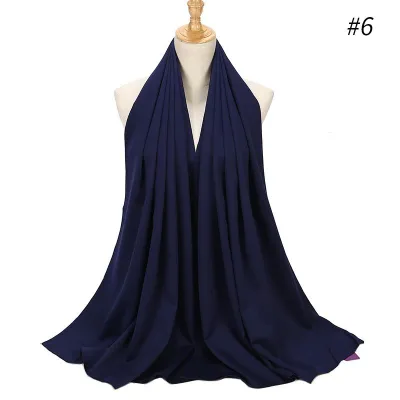 65*175cm Women Solid Imitation Silk Hijab Scarf