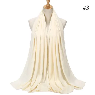 65*175cm Women Solid Imitation Silk Hijab Scarf