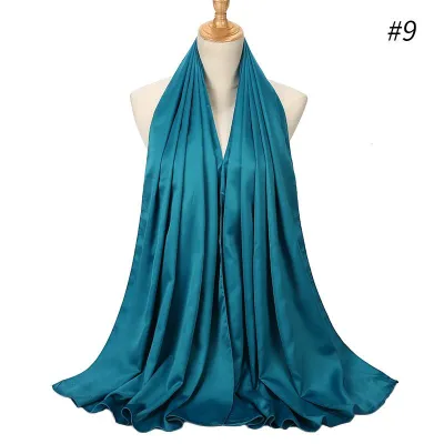 65*175cm Women Solid Imitation Silk Hijab Scarf