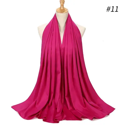 65*175cm Women Solid Imitation Silk Hijab Scarf