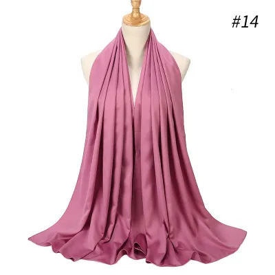 65*175cm Women Solid Imitation Silk Hijab Scarf