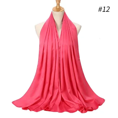 65*175cm Women Solid Imitation Silk Hijab Scarf