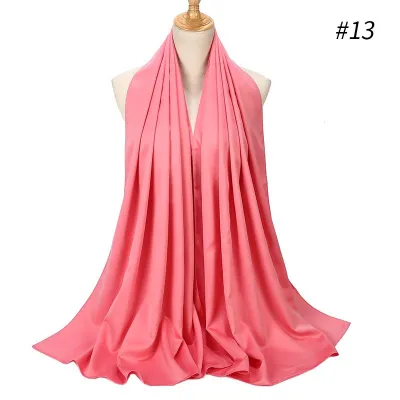 65*175cm Women Solid Imitation Silk Hijab Scarf