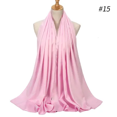 65*175cm Women Solid Imitation Silk Hijab Scarf