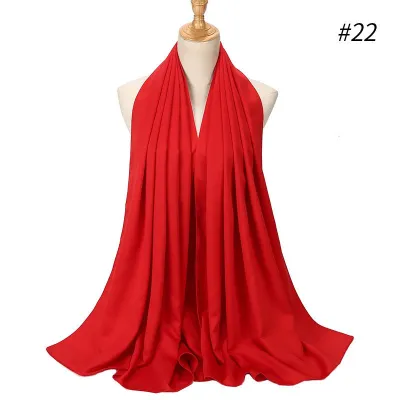 65*175cm Women Solid Imitation Silk Hijab Scarf