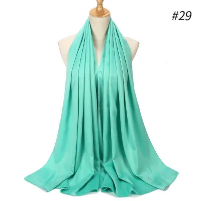 65*175cm Women Solid Imitation Silk Hijab Scarf