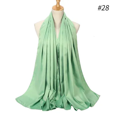 65*175cm Women Solid Imitation Silk Hijab Scarf