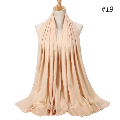 65*175cm Women Solid Imitation Silk Hijab Scarf