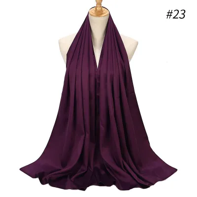 65*175cm Women Solid Imitation Silk Hijab Scarf