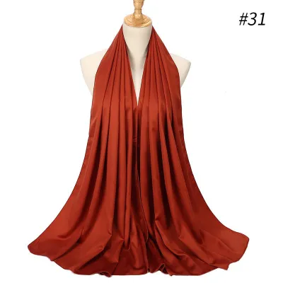 65*175cm Women Solid Imitation Silk Hijab Scarf