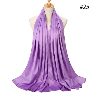 65*175cm Women Solid Imitation Silk Hijab Scarf