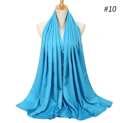 65*175cm Women Solid Imitation Silk Hijab Scarf