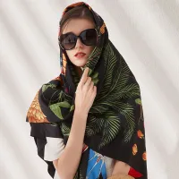 Bufandas cuadradas de moda para mujer con estampado de palmeras de 130*130 cm