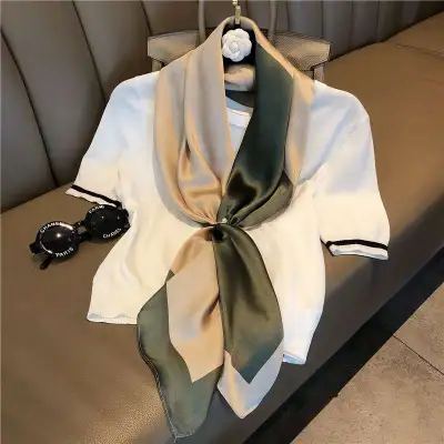 90*90cm Women Fashion Color Matching Square Silk Scarves