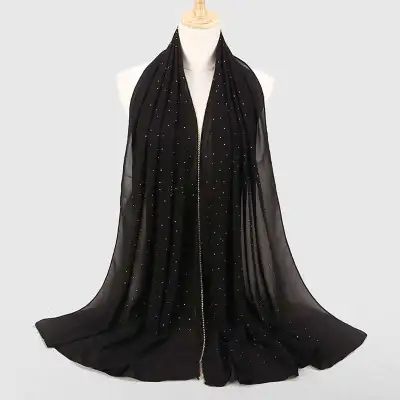 Women's Rhinestone Hijab Scarves 70*180cm Polyester