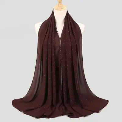 Women's Rhinestone Hijab Scarves 70*180cm Polyester