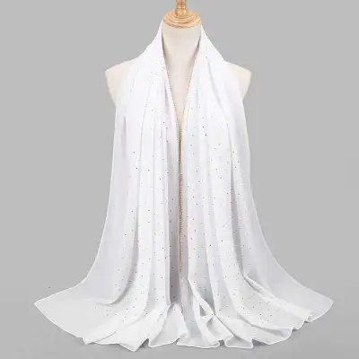Women's Rhinestone Hijab Scarves 70*180cm Polyester