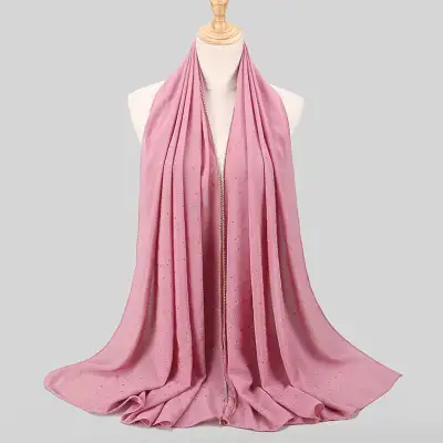 Women's Rhinestone Hijab Scarves 70*180cm Polyester
