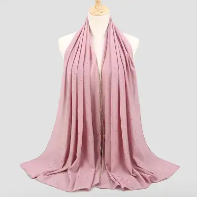 Women's Rhinestone Hijab Scarves 70*180cm Polyester