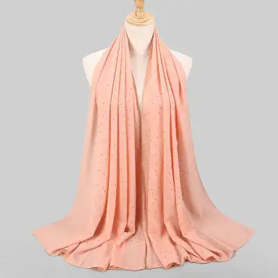 Women's Rhinestone Hijab Scarves 70*180cm Polyester